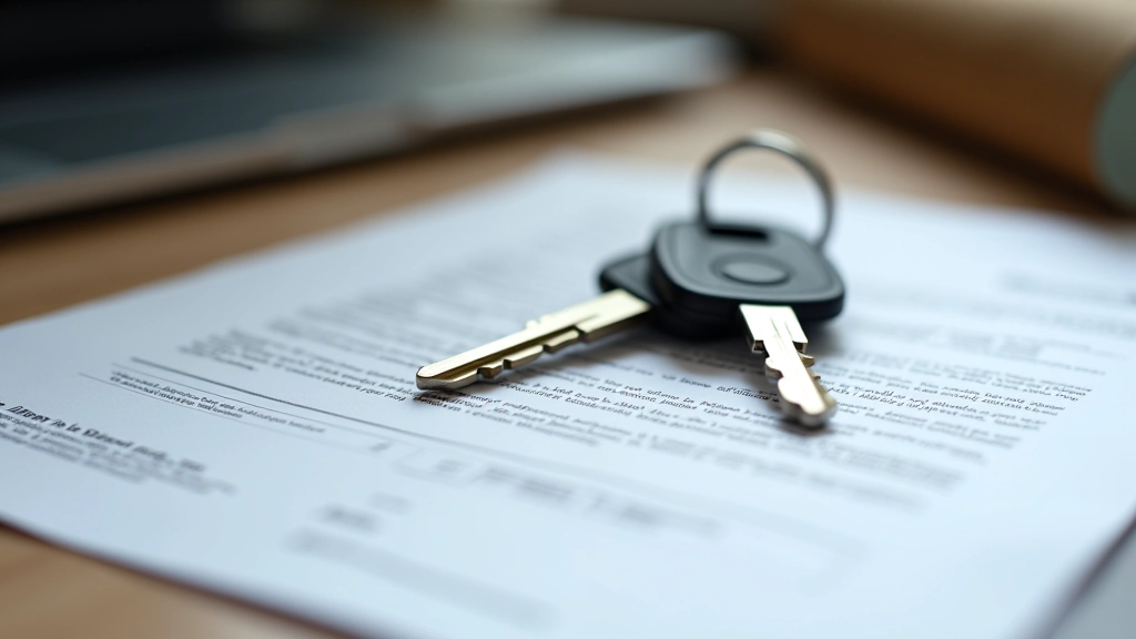 Hausschlüssel und Autoschlüssel neben einem Haftpflichtversicherungsvertrag, der die Grenzen der Abdeckung zeigt
