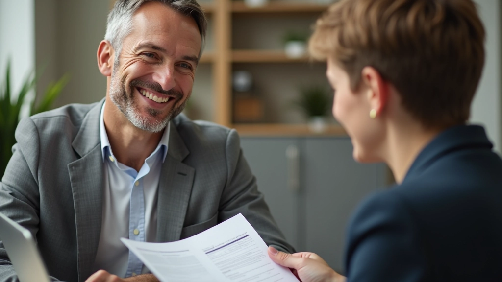 Versicherungsberater in Beratung mit Kunden, moderne Büroumgebung