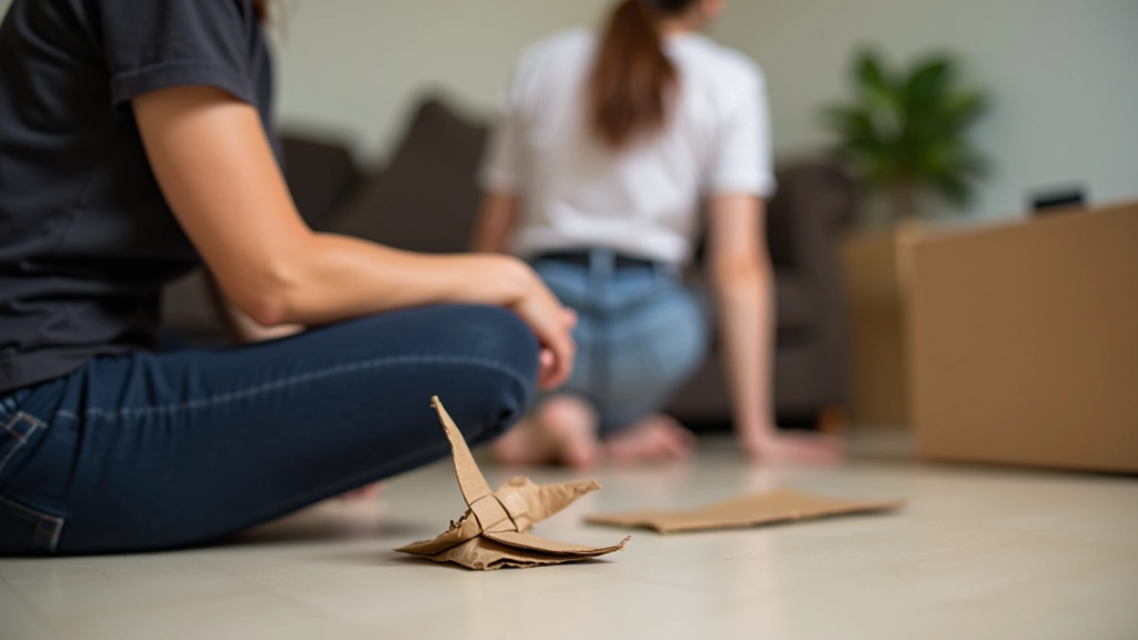 Person hilft Freund bei Umzug mit beschädigtem Gegenstand