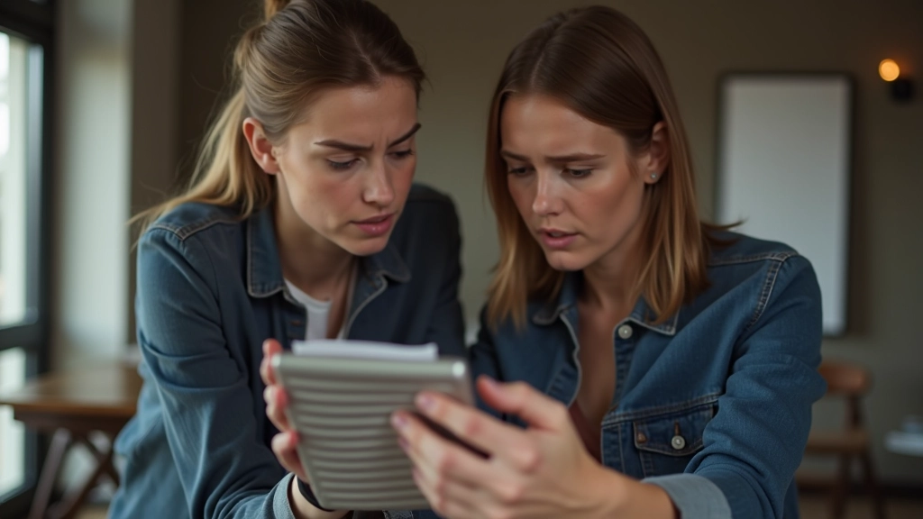 Zwei Personen überprüfen gemeinsam ein beschädigtes Objekt bei schlechtem Licht